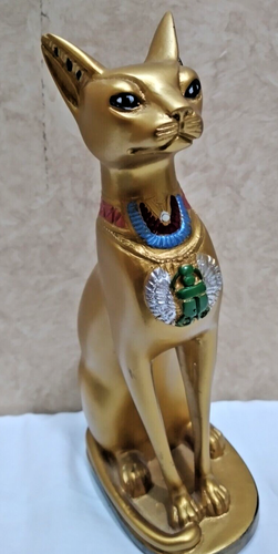 Paquete de 2 estatuas de 8-13"" - Antigua diosa egipcia Bastet gato Isis piedra hecha a mano - Imagen 7 de 23