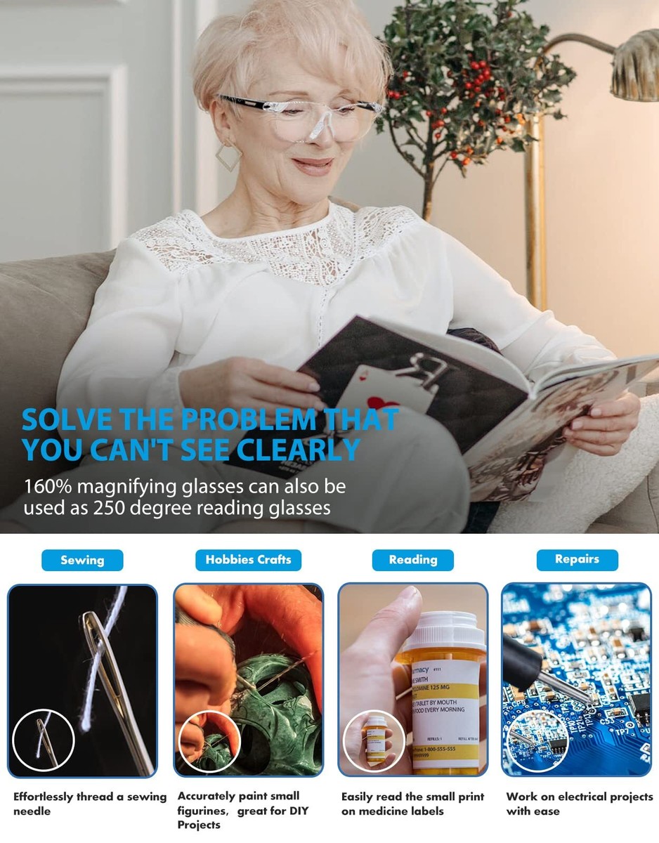 メガネ・老眼鏡 KTB Slimming System 40KHz OKH 160% Magnifying Glasses Wearable Magnifier Hands-free