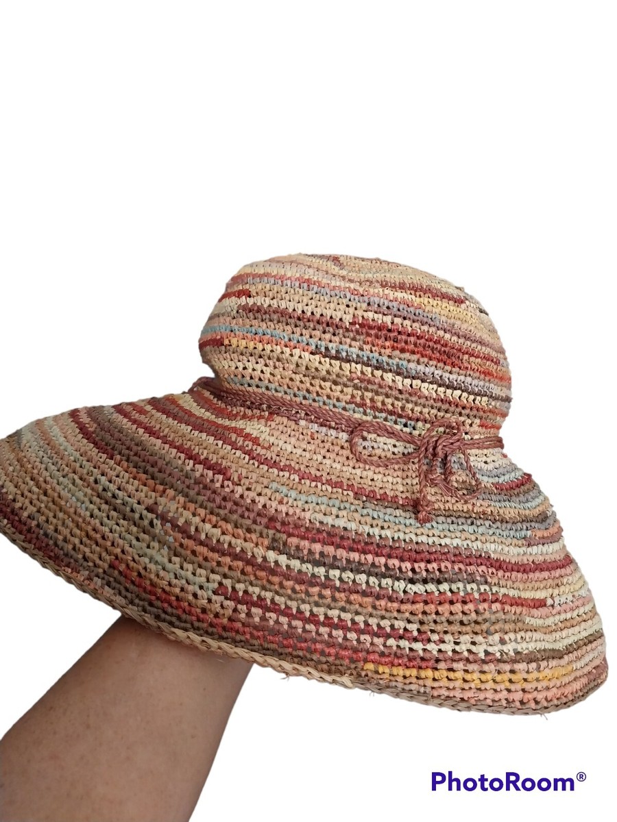 Helen Kaminski Multicolor Woven Sun Hat in Brown, Rust, Yellow Helen Kaminski Classic 5 Raffia Sun Hat | Neiman Marcus main image 4