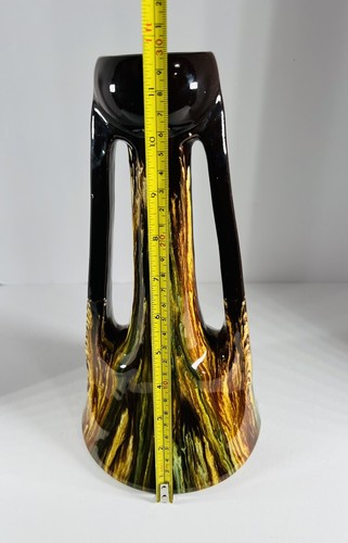 VTG Rare Numbered Bretby 12” Handled Art Pottery Vase with Agate Drip Glaze - Picture 8 of 10