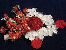 Vtg Millinery Flower Collection All Velvet Red Ivory White 1-2" German H5043