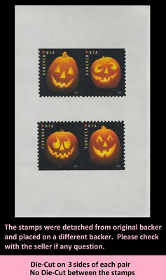 US 5137-5140 Jack-O -Lanterns F partial die-cut two horz pair set