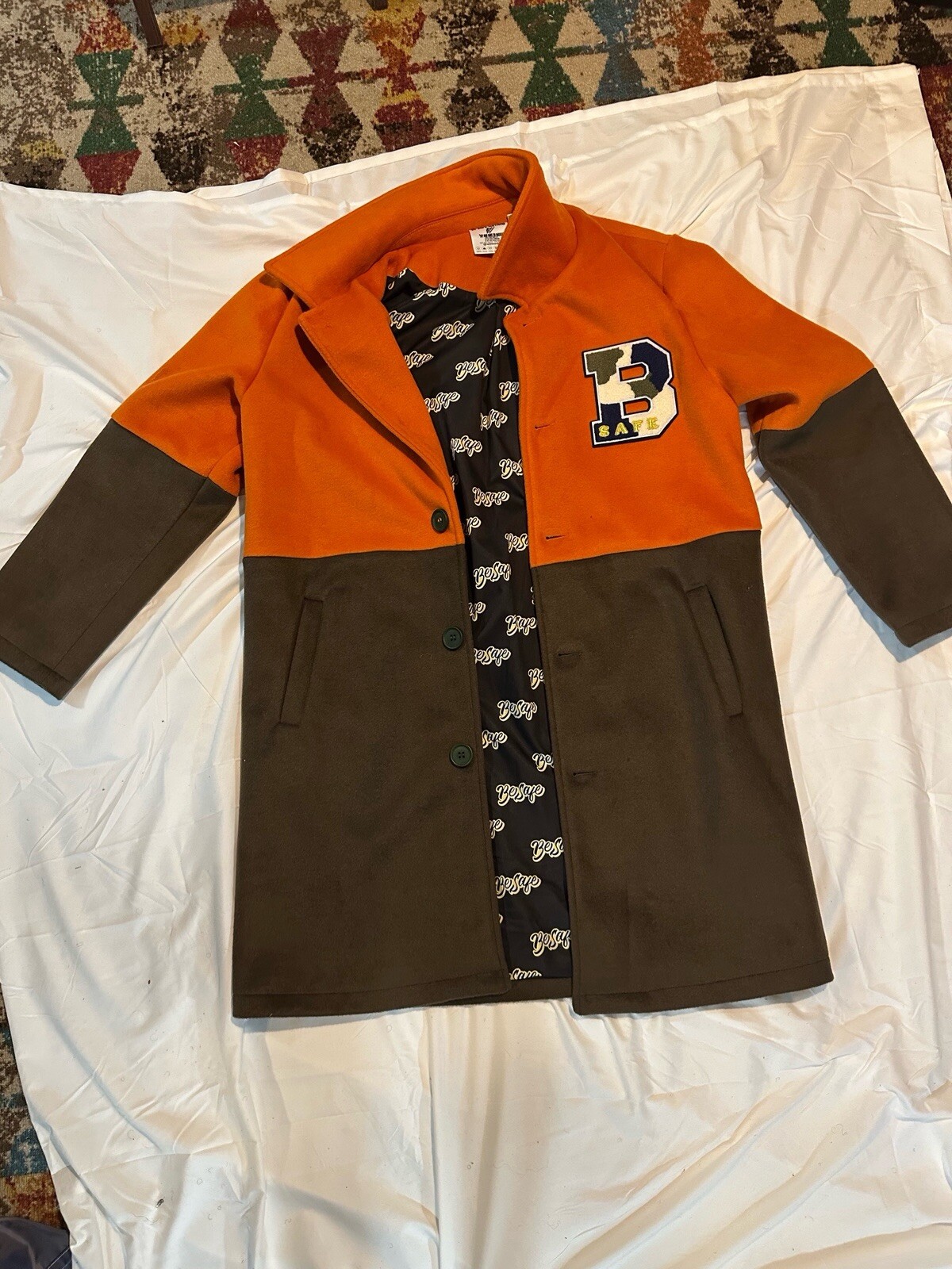 Two Tone Peacoat Trench Coat in Mint Condition