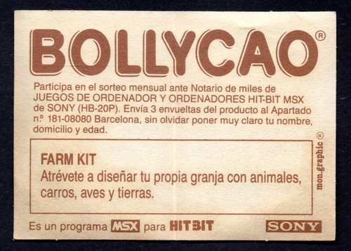 FARM KIT CROMO JUEGOS MSX PARA HITBIT SONY 1986 BOLLYCAO - Picture 2 of 3