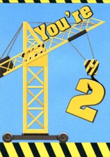 Construction Crane Designer Greetings Age 2 / 2nd Birthday Card for Boy