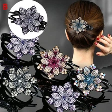 1PCS Fashion Women Rhinestone Flower Duckbill Hair Claws Hair Clip Accessories