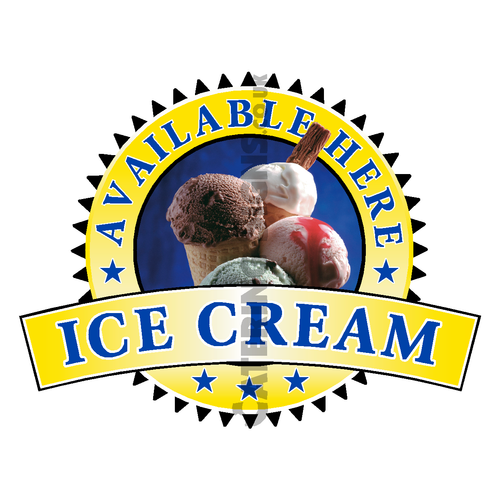 Ice Cream Sold Here Sticker Yellow Catering Sign Window Cafe Van