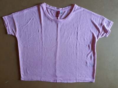 Damen Kurzes Strick T-Shirt hellrosa weit geschnitten H&M Gr.S