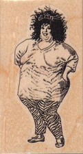 Leopard Spandex Tiara Lady 1 3/4 x 3" Rubber Stamp, Lady Stamp, Woman Stamp