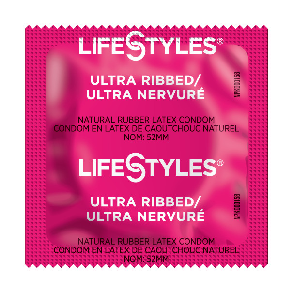 Lifestyles Ultra Ribbed Lubricated Bulk Latex Condoms + FREE Sample Lube