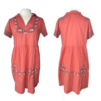 Anthropologie Lazybones Pink Embroidered Dress Womens Small | eBay