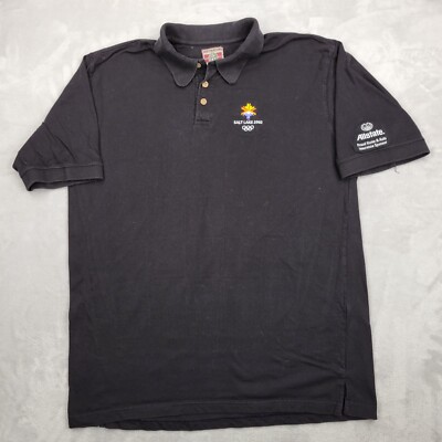 Salt Lake Olympics Shirt Mens Extra Large Black Polo Y2K Ceremony Games Adult XL