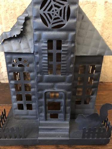 Pottery Barn Halloween Haunted House Metal Medium New Decor Black - Picture 2 of 6