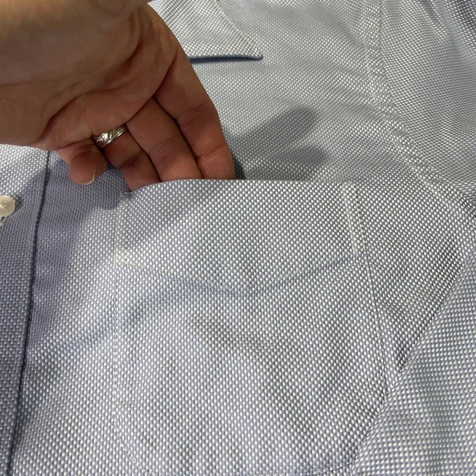 Camisa De Colección Firma Parisina Azul Diamante Cuadros Para Hombres XL Puño Francés 2 Capas Algodón Foto 3 de 4