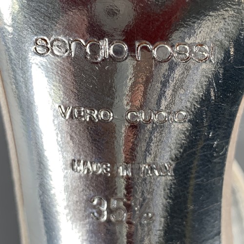 Sergio Rossi Talla 5.5 Sandalias De Tobillo De Seda Gris Plateado - Imagen 8 de 10