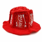 Vintage '70s Coca Cola Macrame Coke Can Floppy Yarn Hat Red