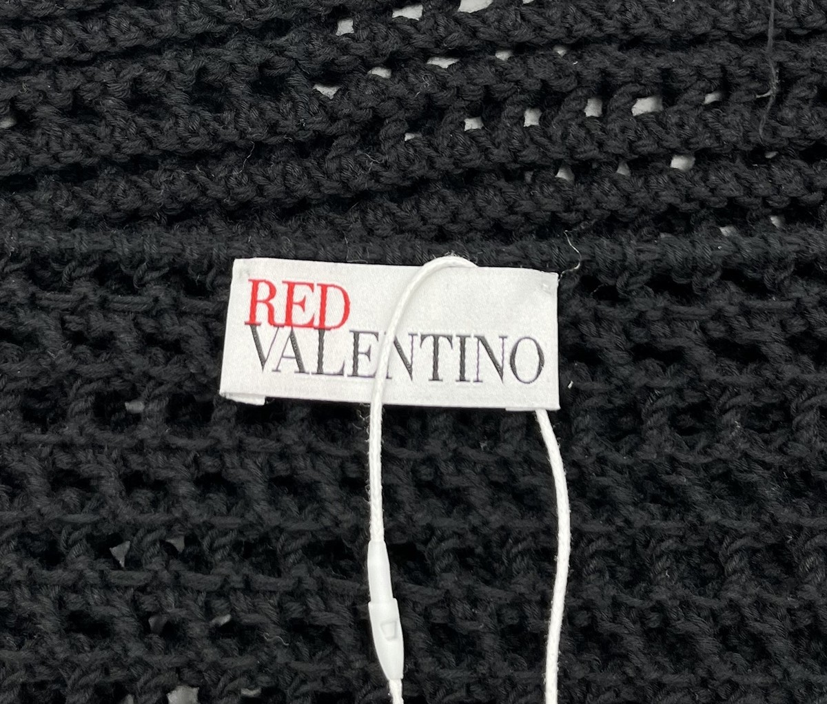 Red Valentino Black Crochet Knit Lace-Up Sides Short Sleeve Top sz