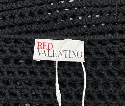 RED VALENTINO 半袖 トップス Sサイズ Red Valentino Black Crochet Knit Lace-Up Sides Short Sleeve