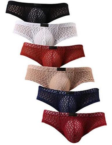 Men's Cheeky Boxer Briefs Sexy Low Rise Pouch Men Thong See X-Large 6 Pack