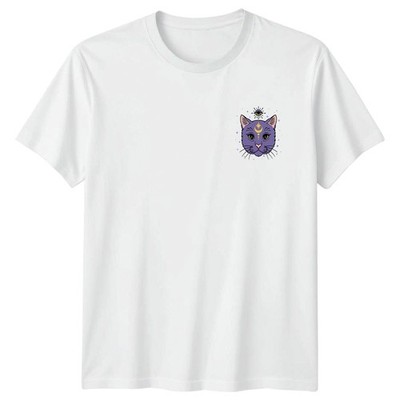 Lila Katze Mond Sternenauge Tiere Katzen Herren T-Shirt Damen Grafik Tee