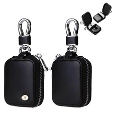 Universal PU Leather Zipper Pouch Case Cover w/Carabiner for Earphones AirPods