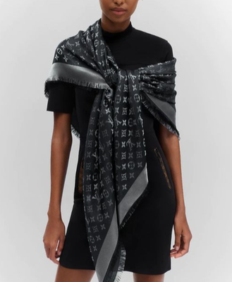 LOUIS VUITTON モノグラム 大判スカーフ 約140cm×140cm Authentic Shawl Louis Vuitton Black Shine Monogram 140cm Scarf | eBay