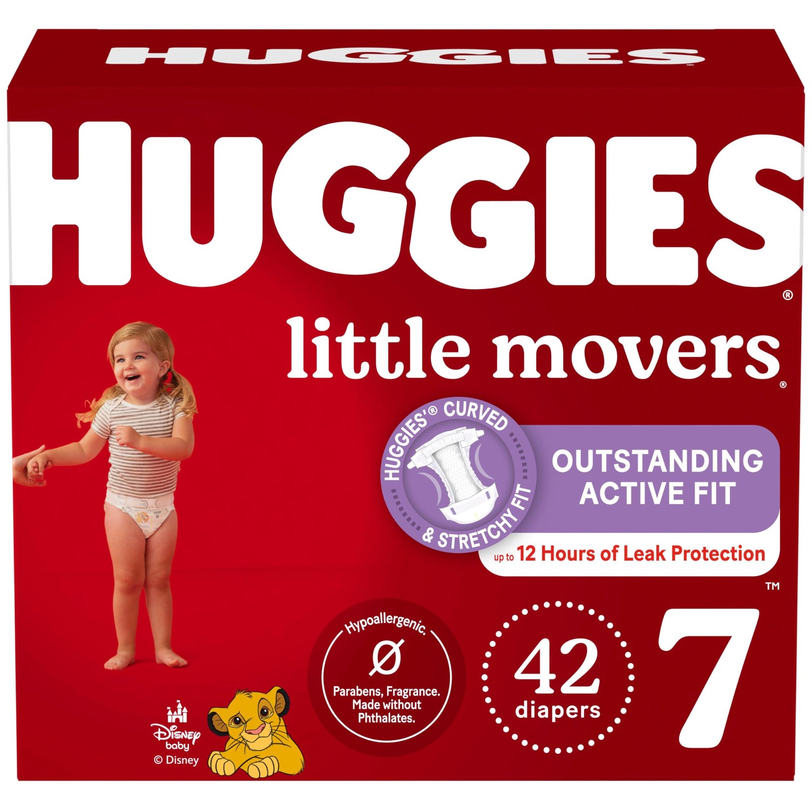 Huggies Size 7 Diapers, Little Movers Baby 7 (41+ 7, Red 