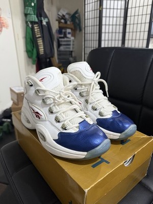 Reebok Question Mid Blue Toe Sneakers, Size-8 Iverson Answer