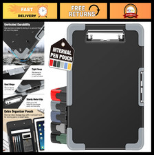 Heavy Duty Clipboard with Storage Pen Pouch, A4 Letter Size, Shockproof Case f