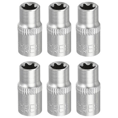 6pcs E-Torx Socket 1/4'' Drive E8 Star Socket 1'' Long 35K Alloy Steel