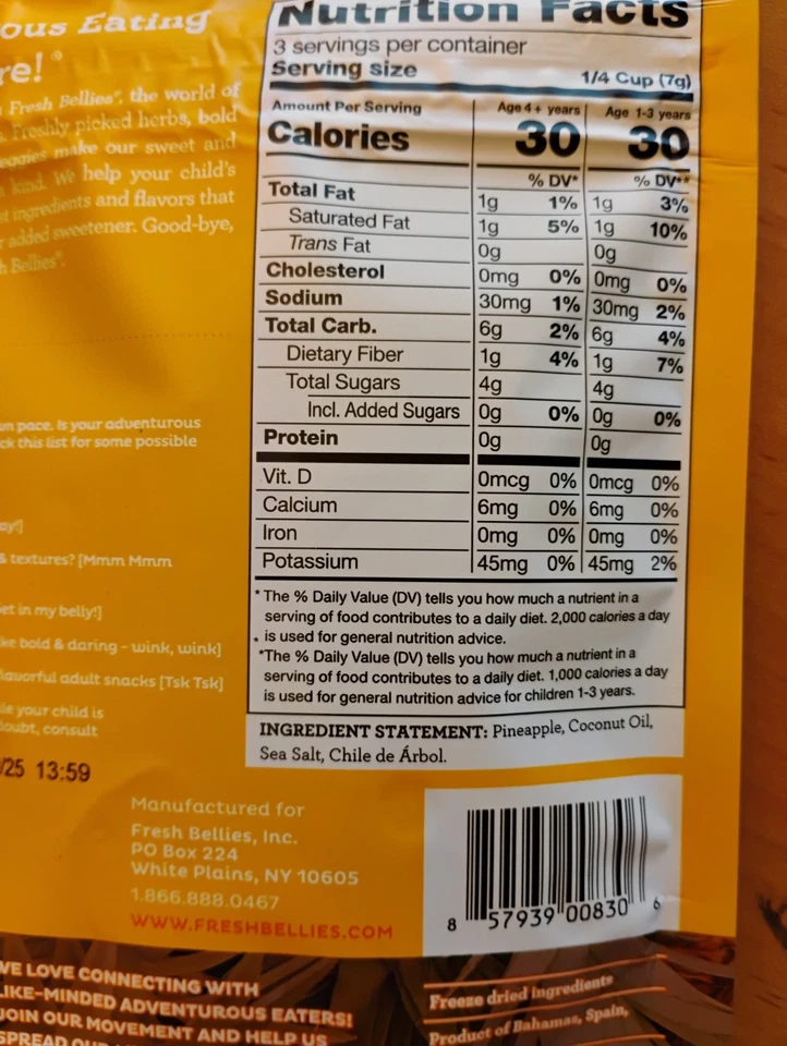 Vientres frescos fruta liofilizada fiesta como una piña 4 quilates Venta sellada por 10/25 Foto 4 de 4