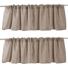 2 Pack Burlap Window Curtain Valances Farmhouse Style Window Treatment Decor ...