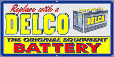 #ad Delco Batteries Gas Repair Station Vintage Old School Sign Remake Banner 48quot;x96quot; $141.99