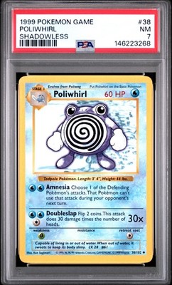 Pokemon Base set Shadowless Poliwhirl 38/102 PSA 7
