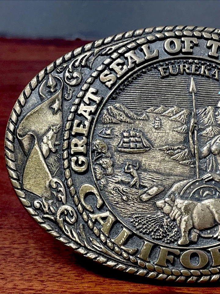 Great Seal Of The State Of California Tony Lama Brass Belt Buckle Vintage - Image 2 of 4