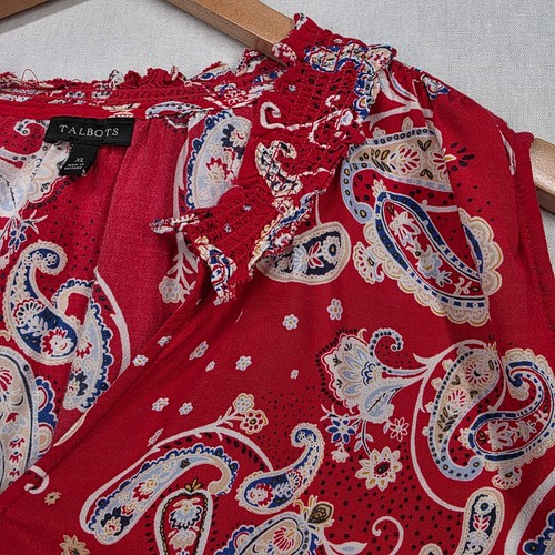 TALBOTS Red Bandana Print Paisley Tank Top Shirt XL - Picture 3 of 7