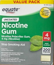 Equate Nicotine Gum 4mg Uncoated Mint 200 pieces ED Oct 2026