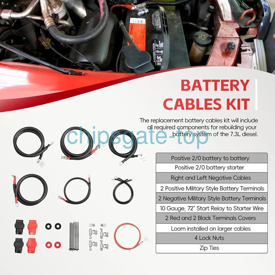 For 1999-2003 Ford Superduty F250/F350/Excursion 7.3L Diesel Battery Cables Kit - Image 4 of 4