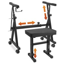 Piano Keyboard Stand Stool Set, Portable Heavy Duty Stand for 54-88 Key Elect...
