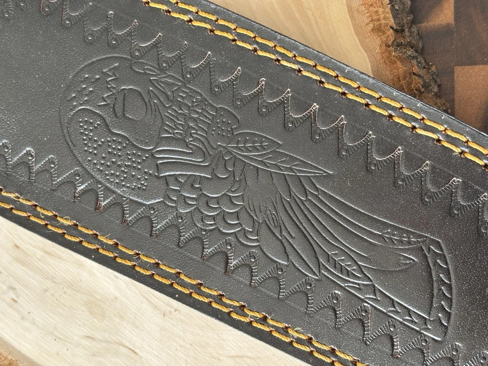 "Funda de cuero negro machete de 15"" Full Tang curvado mango Paracord acero al carbono" Foto 4 de 4