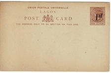 Lagos 1892 Postal Stationery Postcard HG 6a unused Ganzsache Postkarte