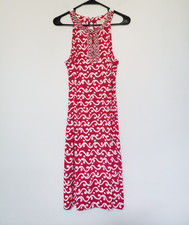 Ann Taylor Loft Women M Sheath Mini Dress Halter Collar Pink Beaded Sleeveless 