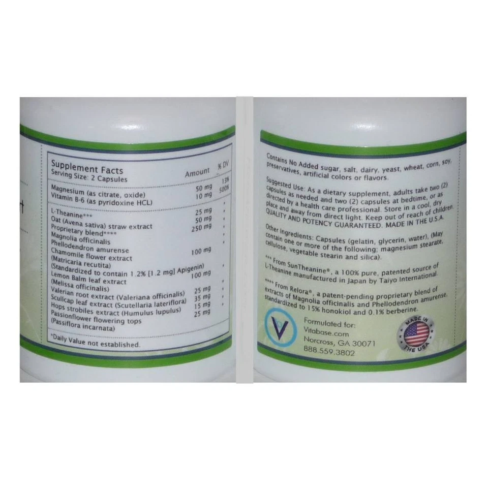 Vitabase Apoyo Relajación - 60 Cápsulas Foto 2 de 2