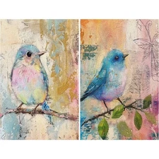 Pastel Birds #3 | A4 Mulberry Rice Paper | Paper for Decoupage
