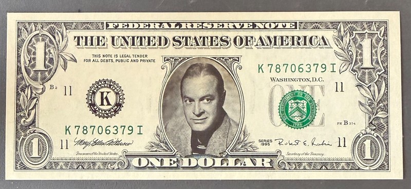 Vintage New Bob Hope Altered Genuine US Unused $1 One Dollar Bill