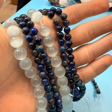 Set of 5 Natural Gemstone Round Beads Strands 15" Sizes 6,8,10 mm  B40