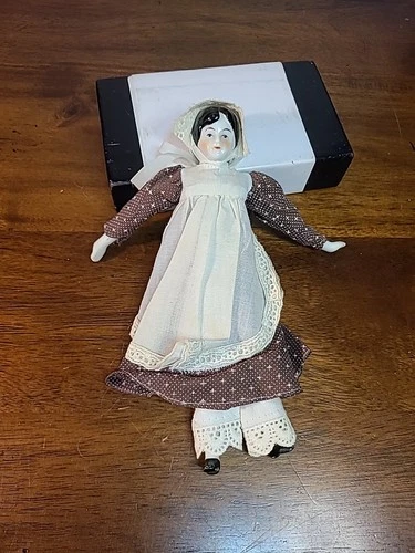 Vintage German Hertwig Nanking Porcelain Doll 7.5 Inch Cloth Body