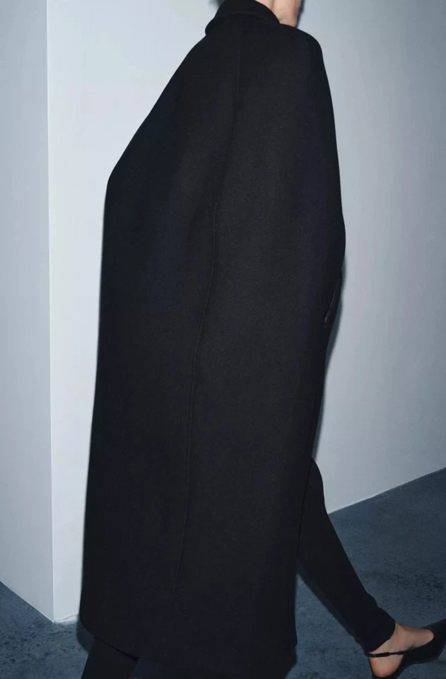 ZARA WOOL BLEND CAPE COAT ZW LIMITED EDITION BLACK NEW FW25/26 S-L REF. 7179/246 - Image 3 of 4