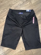 IZOD Girl  s Black Stretch Chino Shorts Twill Flat Front Button 5-Pocket Casual