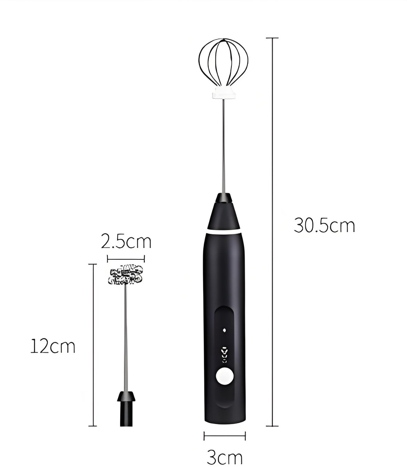 Electric Milk Frother 2 in 1 Adjustable 3 Gears Drink Coffee Mixer Egg Blenders